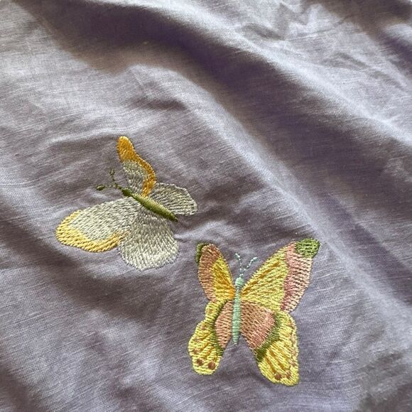 Vintage Quacker Factory Shirt Women 2Xl Purple Butterfly Embroidery Beautiful - Picture 13 of 14